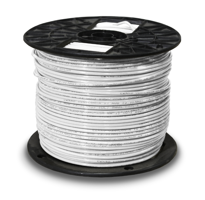 THHN 12 AWG Stranded White Copper Building Wire 500 FT Spool Order by the  foot - 500 FT Minimum