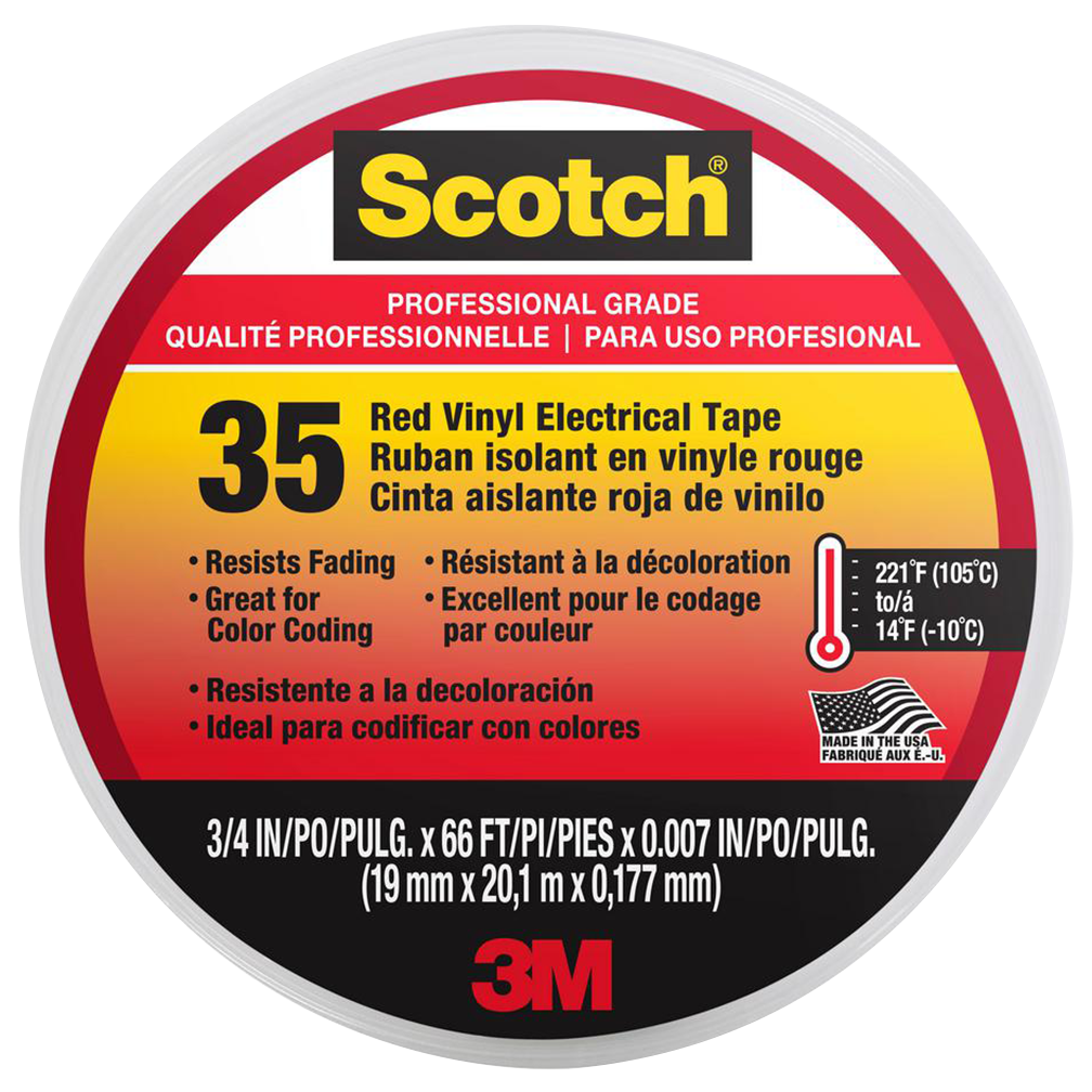 3M Ruban Emballage PVC Couleur Rouge