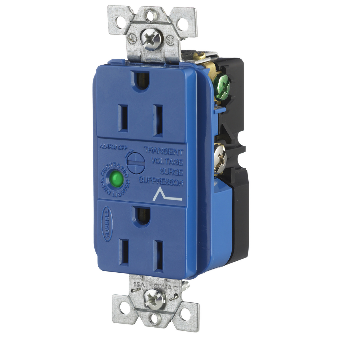 Hubbell Receptacle,Deco,15A,5-15R,125V,Blue HBL5260SA