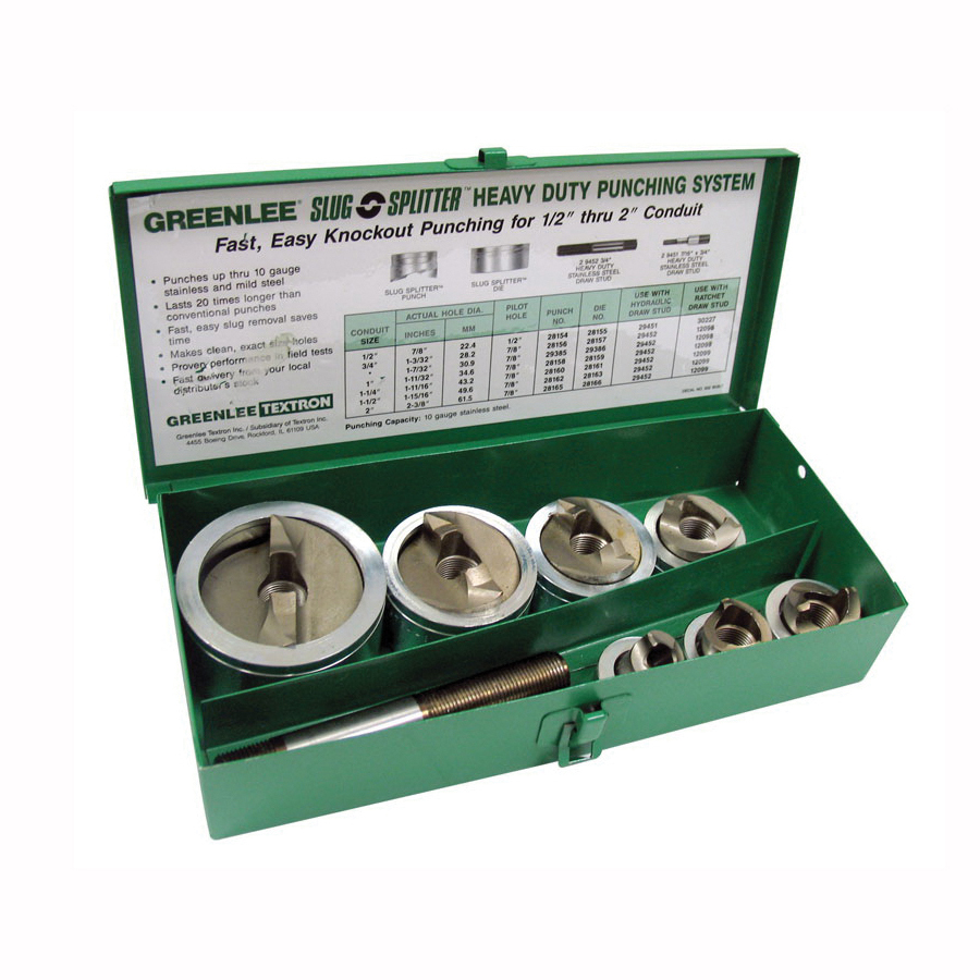 Greenlee® 7307 Hydraulic Knockout Punch Set, 10 ga, Stainless Steel Steiner Electric Company