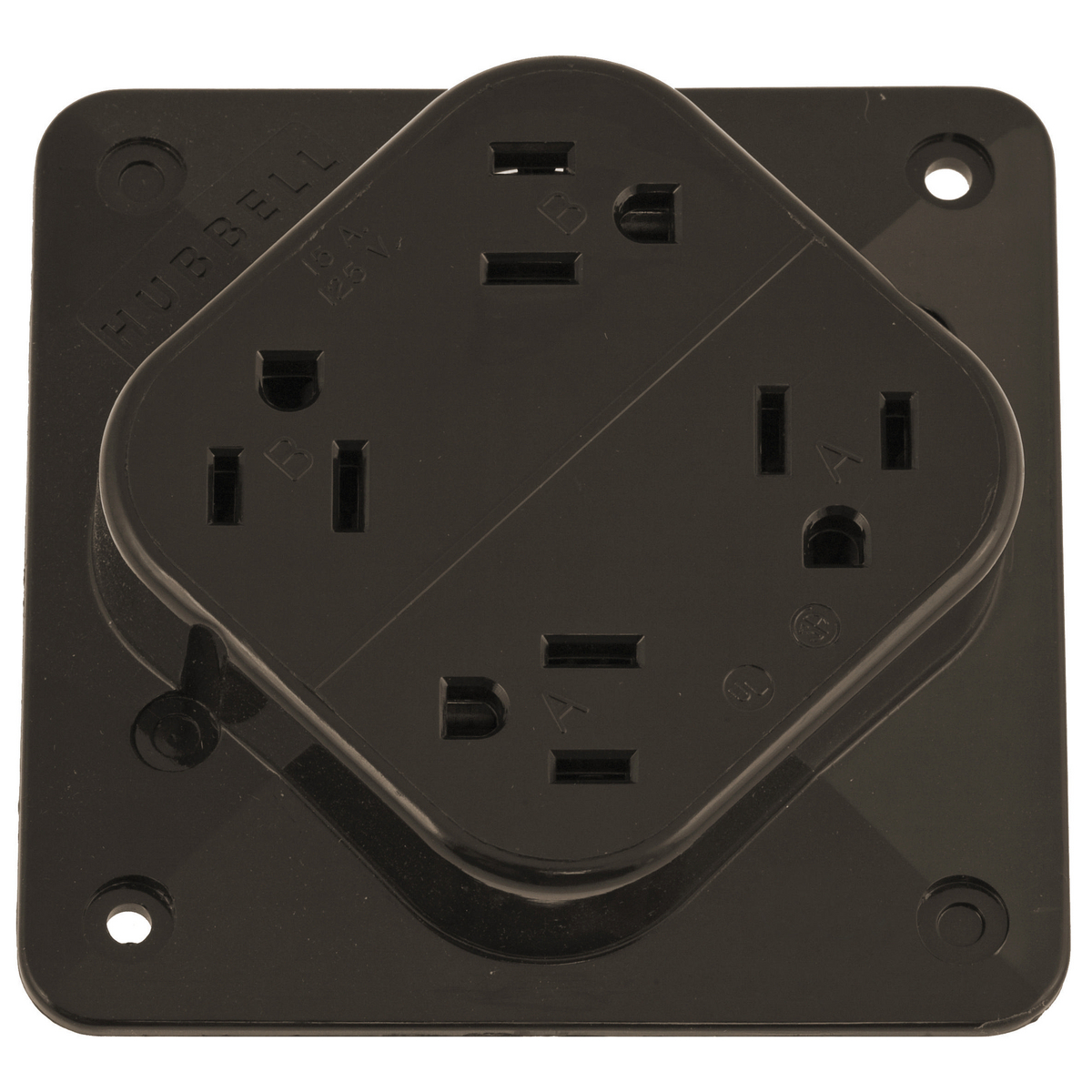 Hubbell Receptacle,Quad,15A,5-15R,125V,Brown HBL415