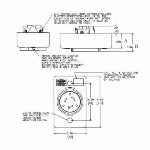 Hubbell Wiring Device Kellems Twist Lock Safety Shroud Hbl2320sr Grounding Locking Receptacle 250 Vac 20 A 2 Poles 3 Wires Gray