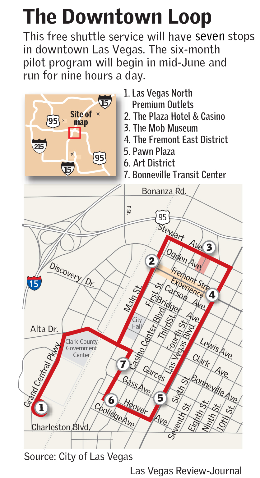 Free Downtown Loop shuttle service to start Las Vegas ReviewJournal