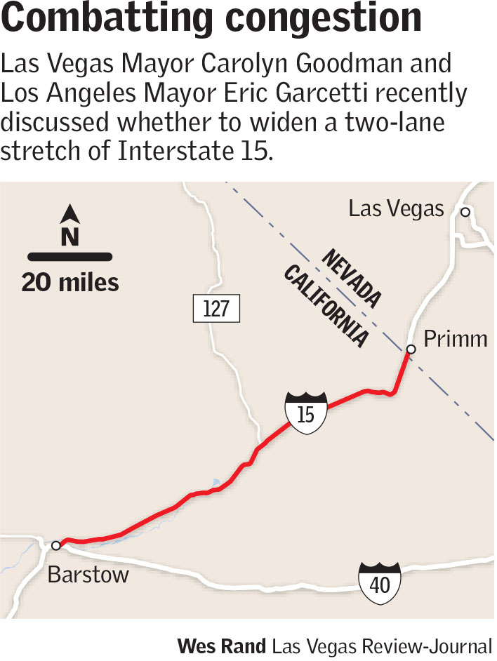 Las Vegas Mayor Pushing To Widen I 15 Between Primm Barstow Las Vegas Review Journal