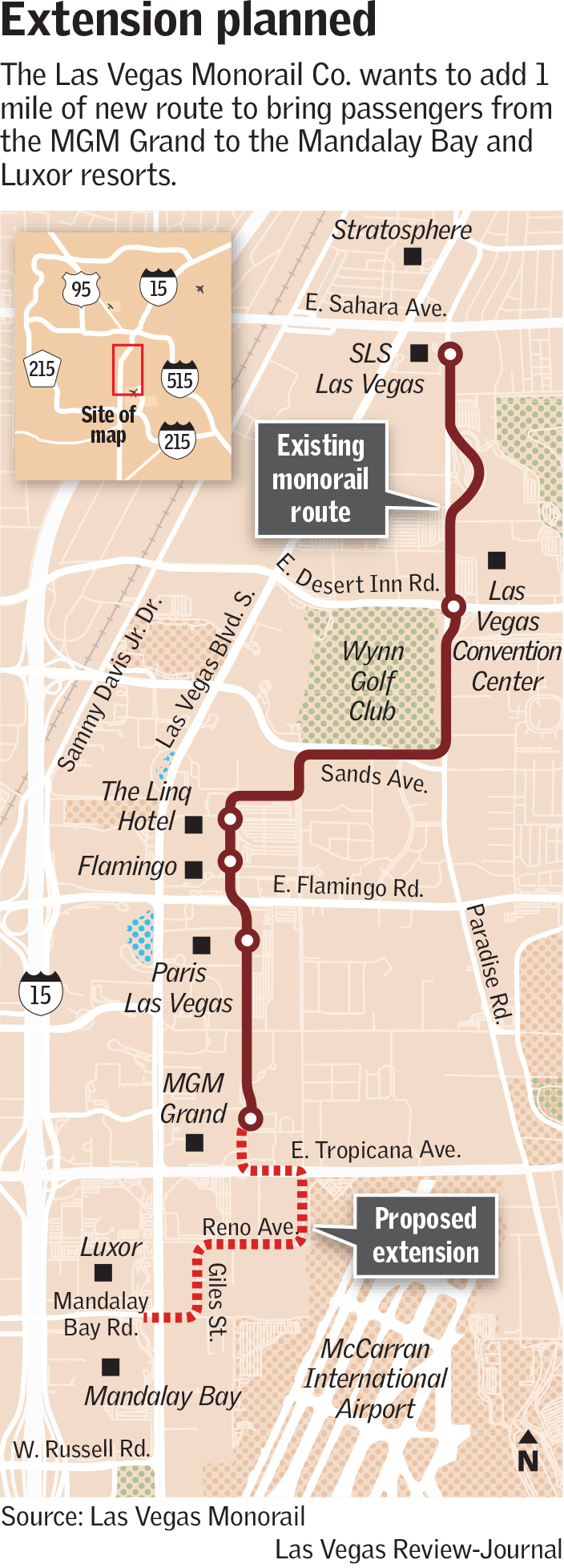 Monorail Las Vegas Map Plan To Extend Las Vegas Monorail Pushed Despite Ridership Drop | Las Vegas  Review-Journal