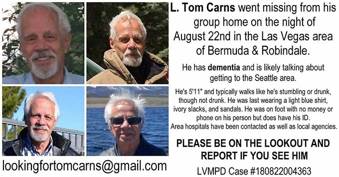 Man Missing Tom Carns (Las Vegas Metropolitan Police Department)