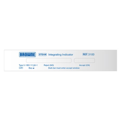 BROWNE STEAM CYCLE INDICATOR TYPE 5 - 1PKG=4BAGS X 250 INDICATORS=1000 INDICATORS Shop STERIS Product Number 3100