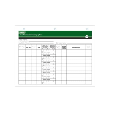 STERIS Product Number RK038 VERDOC RESERT HLD SOLUTIONS PROCESSING LOG FORMS (100/BX)