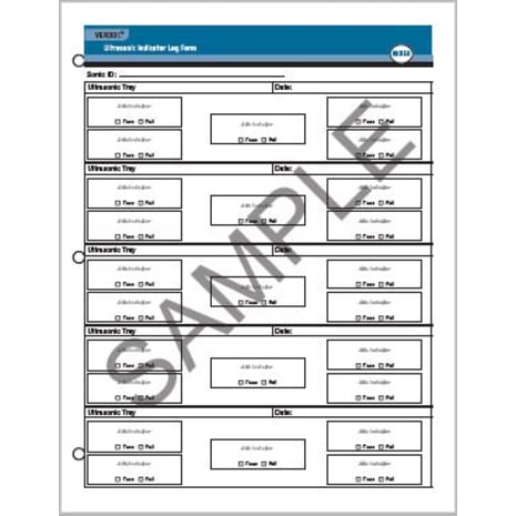 STERIS Product Number RK058 VERDOC ULTRASONIC INDICATOR LOG FORMS (ONE PAD OF 100 FORMS)