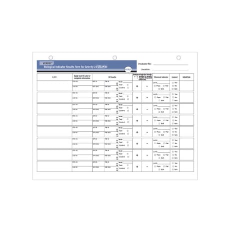 STERIS Product Number RK061 VERDOC Biological Indicator Results Form (100 forms)r