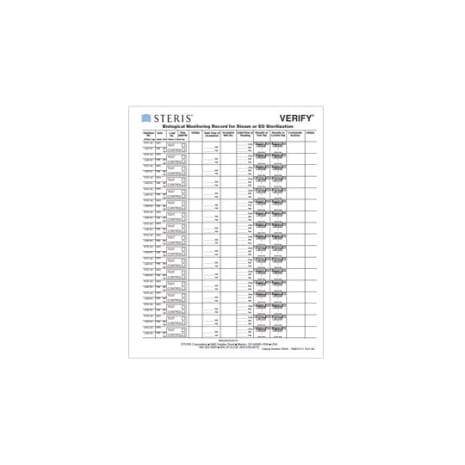 STERIS Product Number S3092 VERIFY BIOLOGICAL FORM - STEAM  EO  VH2O2 (100/BX)