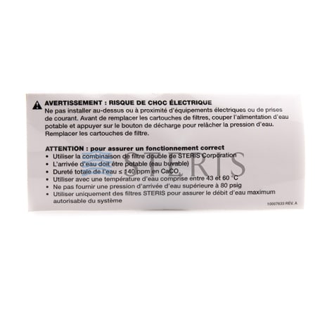 LBL  WARNING/INTL FRE Shop STERIS Product Number 10007633