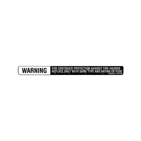 DECAL-FUSE WARNING Shop STERIS Product Number P082646001