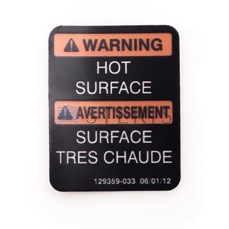 HOT SURFACE DECAL Shop STERIS Product Number P129359033