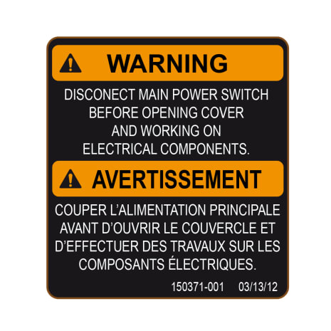 DECAL WARNING Shop STERIS Product Number P150371001