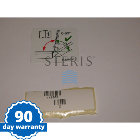 LABEL - BACK SUPPORT ANGLE -RH Shop STERIS Product Number 116565