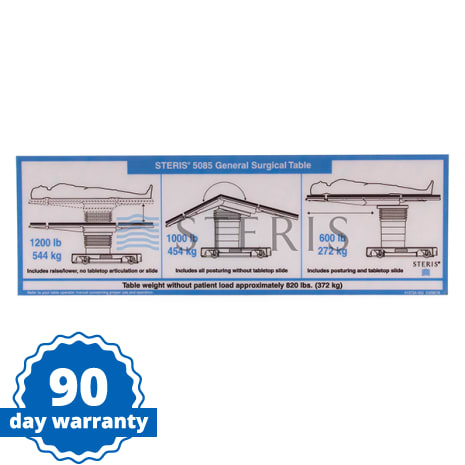 STERIS Product Number 413724352 LABEL WGHT LIMIT 5085