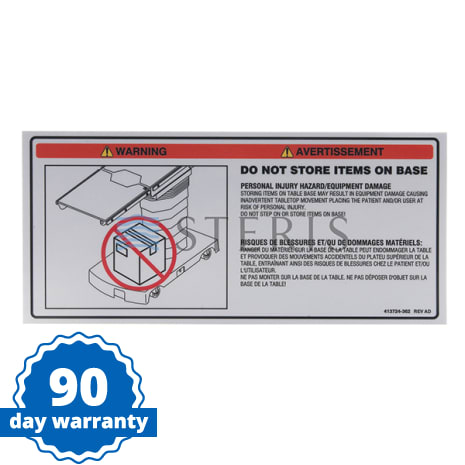 STERIS Product Number 413724362 LABEL  WARNING