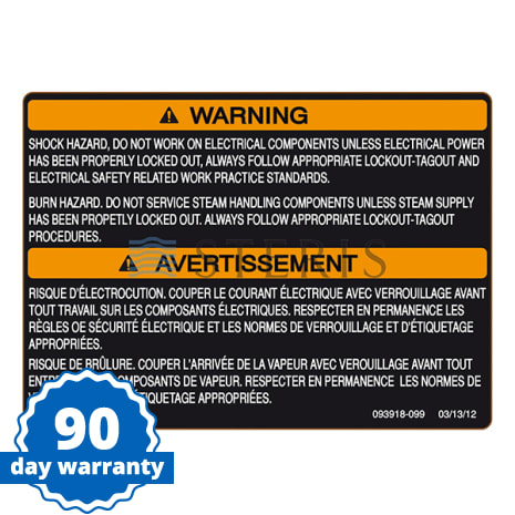 STERIS Product Number P093918099 WARNING LABEL