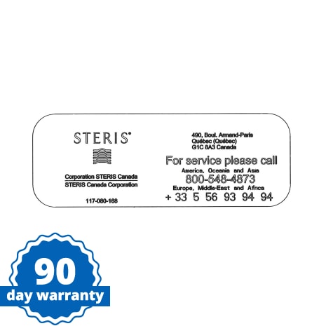 STERIS Product Number P117080168 STICKER TELEPHONE & ADRESS IDENTIF.