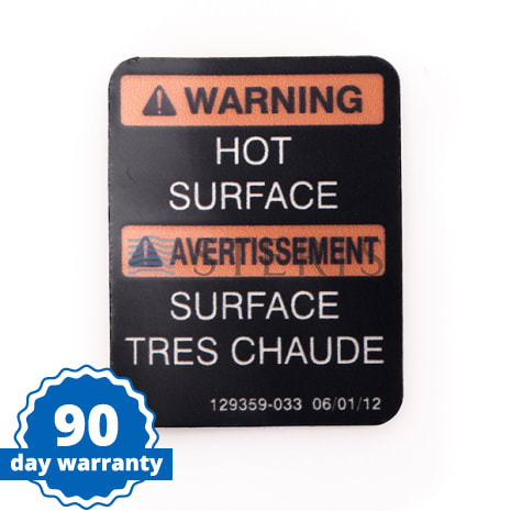 HOT SURFACE DECAL Shop STERIS Product Number P129359033