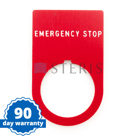 LEGEND PLATE  E-STOP Shop STERIS Product Number P200050857