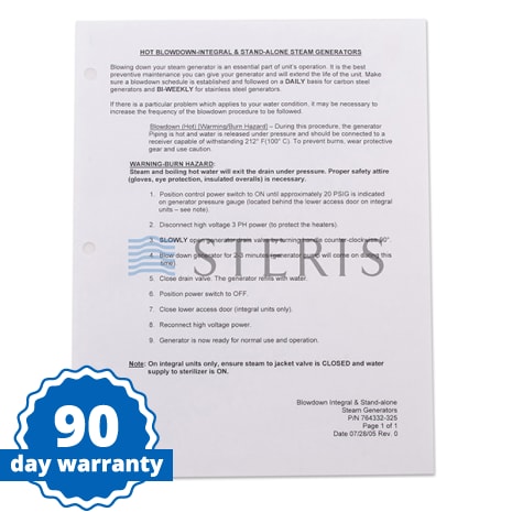 INSTRUCTIONS  BLOWDOWN Shop STERIS Product Number P764332325