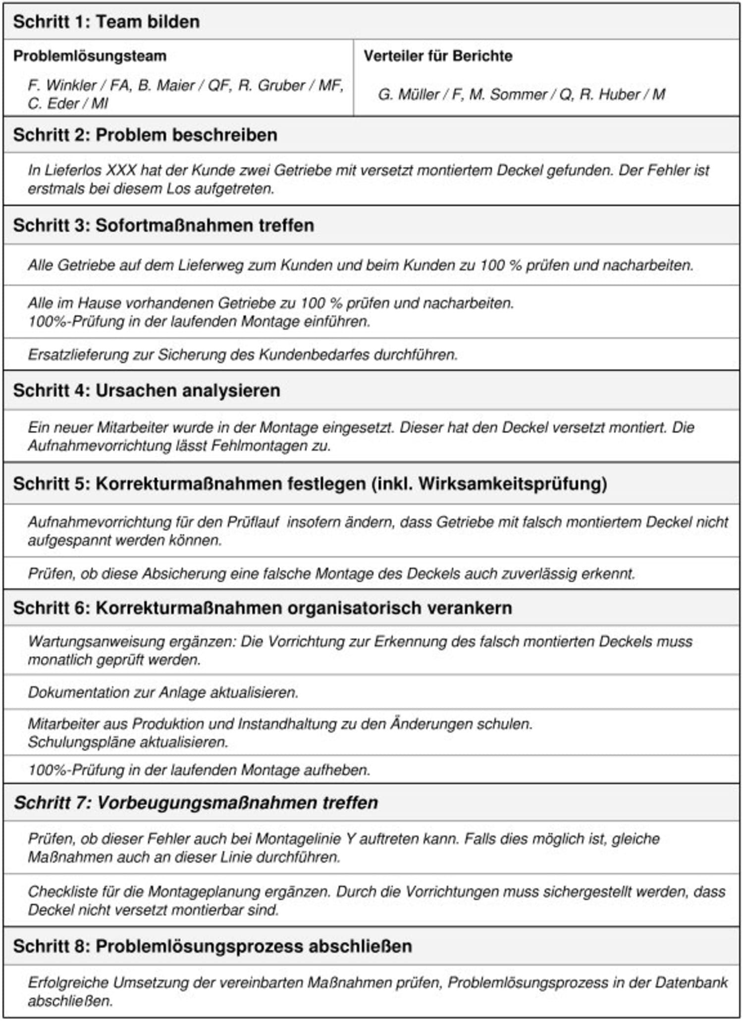 8d Systematisch Probleme Losen