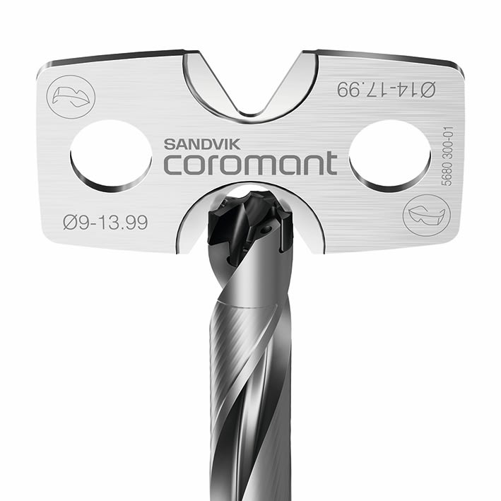 CoroDrill DE10, tol and mounting key, exchangeable-tip drill, pre-tension interface, drilling, -M5 geometry