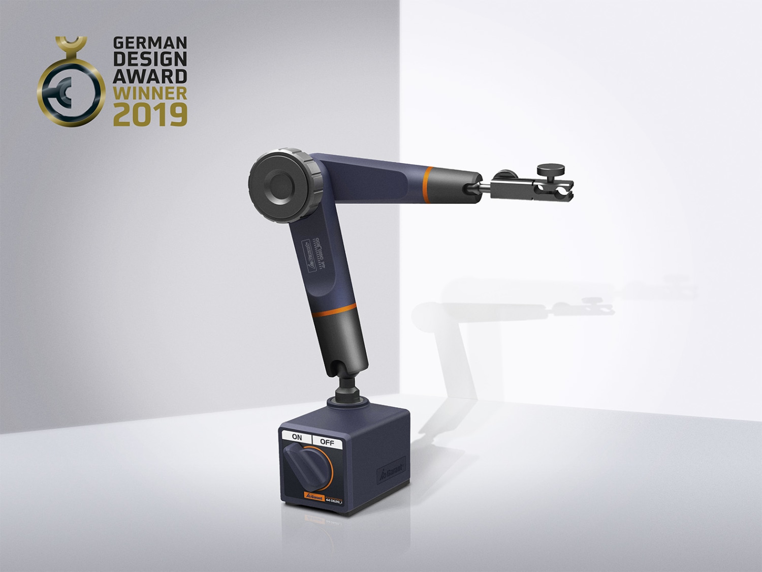 Das Garant-Magnet-Messstativ wurde für seinen professionellen, hochwertigen und modernen Gesamteindruck mit dem German Design Award prämiert (© Hoffmann Group) 