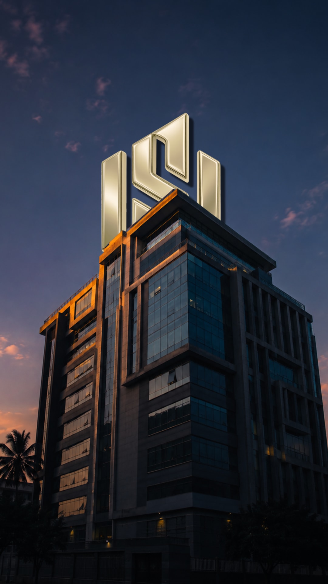 Steward's House mark atop a modern Kampala building