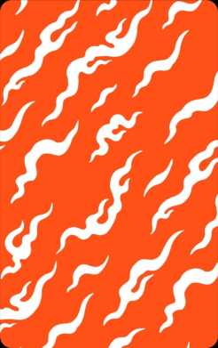 Sticker para tarjeta de Flamas blancas en fondo naranja