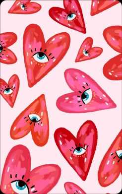 Sticker para tarjeta de Corazones rojos y rosas con ojos azules