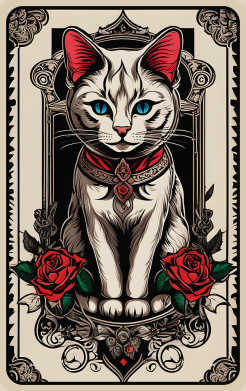 Sticker para tarjeta de Gato blanco con ojos azules y orejas rosas