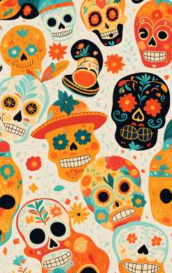 Sticker para tarjeta de Calaveras de día de muertos