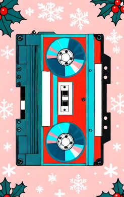 Sticker para tarjeta de Casette vintage navideño