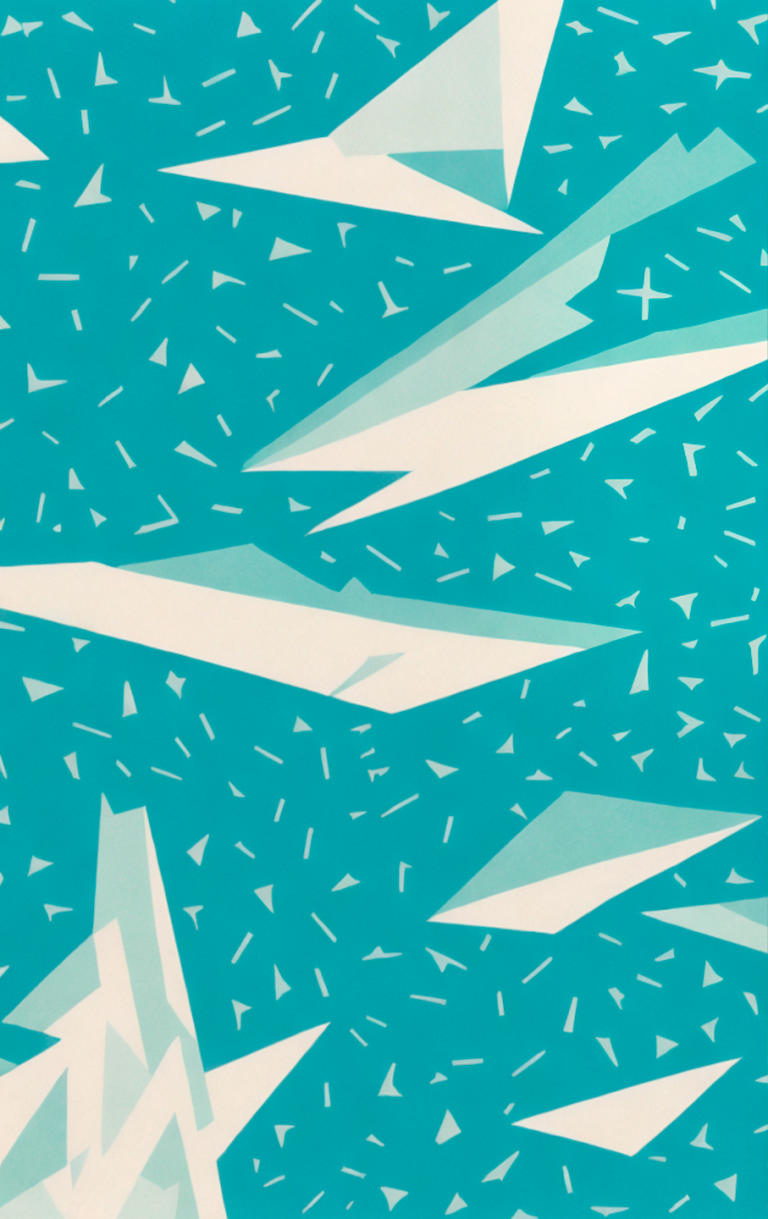 Sticker de Papeles blancos volando en fondo azul para tarjeta de metro, débito, metrobus, crédito | Sticky Covers