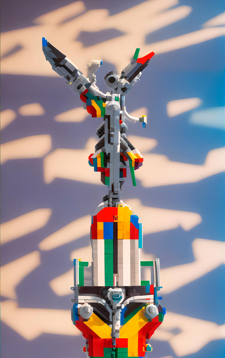 Sticker de Ángel de la Independencia (CDMX) al estilo bloques Lego para tarjeta de metro, débito, metrobus, crédito | Sticky Covers