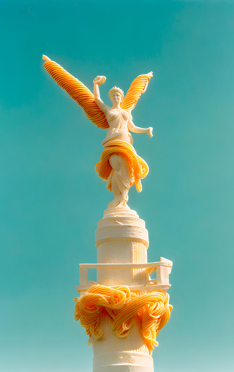 Sticker de Ángel de la Independencia (CDMX) al estilo spaghetti para tarjeta de metro, débito, metrobus, crédito | Sticky Covers