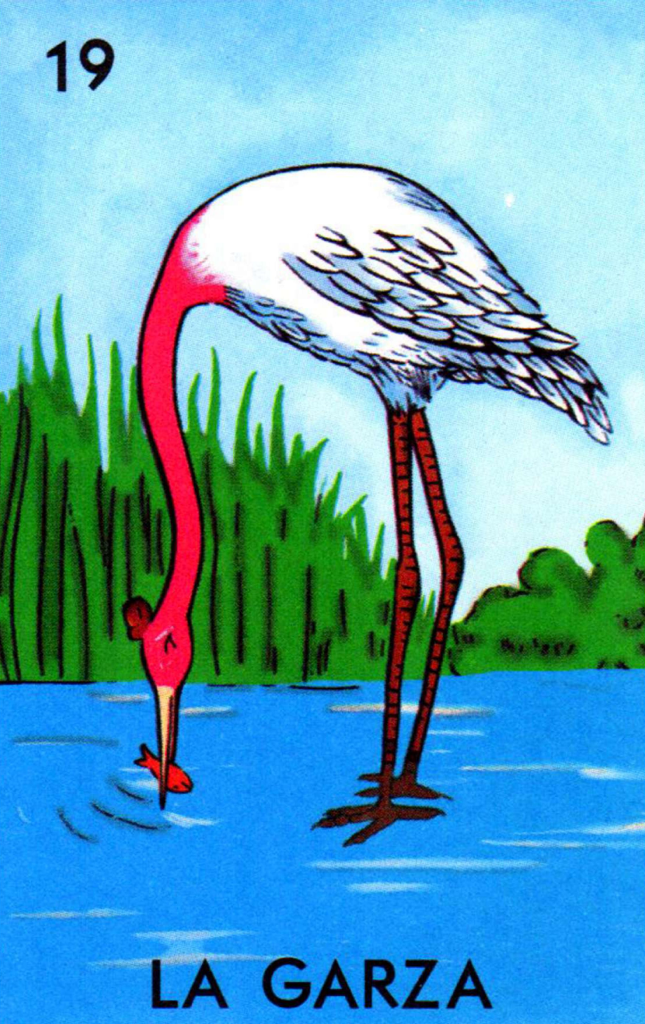 Sticker de La Garza Lotería Mexicana para tarjeta de metro, débito, metrobus, crédito | Sticky Covers