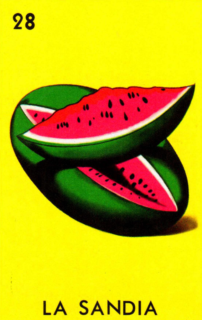 Sticker de La Sandía Lotería Mexicana para tarjeta de metro, débito, metrobus, crédito | Sticky Covers