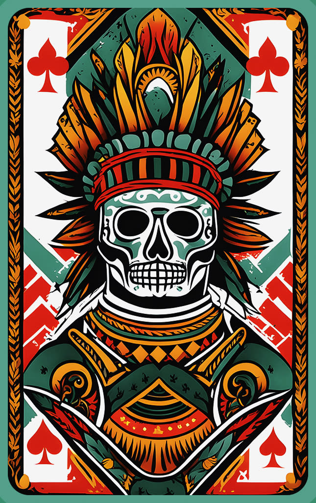 Sticker de Carta de póker de guerrero mexa prehispánico para tarjeta de metro, débito, metrobus, crédito | Sticky Covers