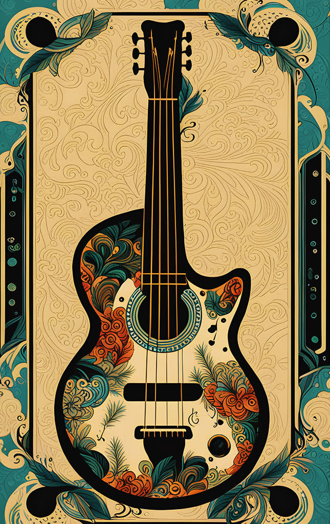 Sticker de Guitarra de naturaleza para tarjeta de metro, débito, metrobus, crédito | Sticky Covers