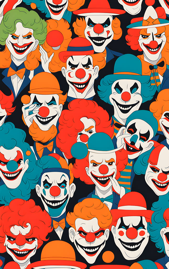 Sticker de Payasos terroríficos coloridos para tarjeta de metro, débito, metrobus, crédito | Sticky Covers