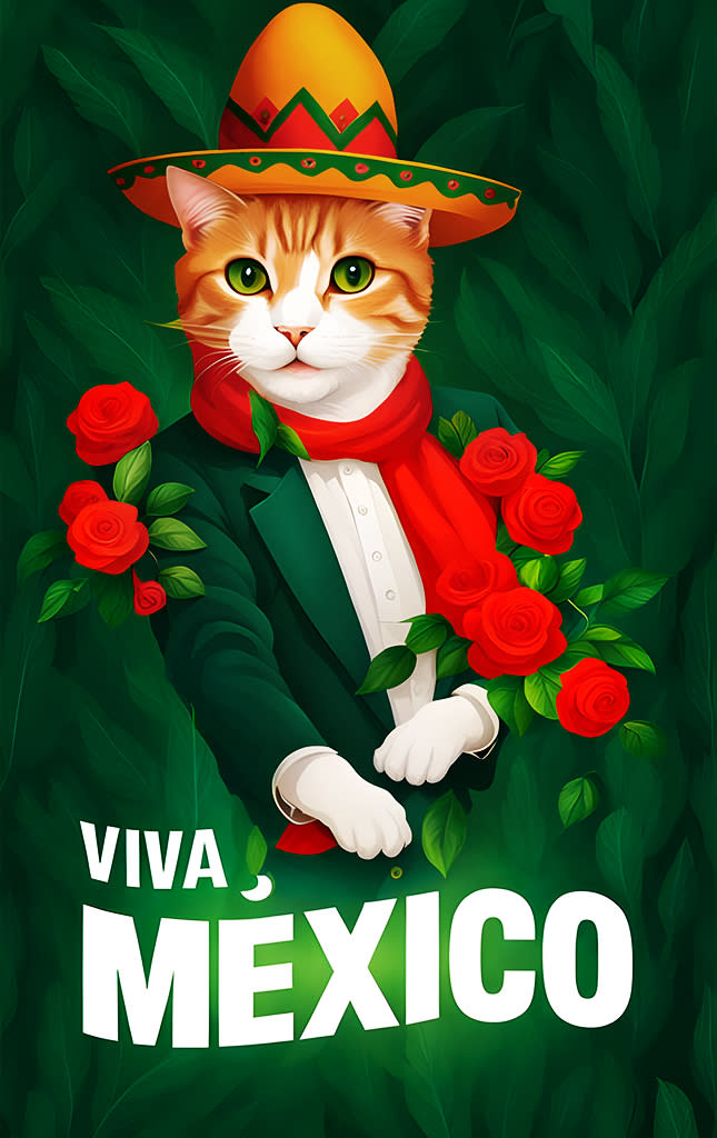 Sticker de Gato ¡Viva México! - Sticker para tarjeta - Sticky Covers para tarjeta de metro, débito, metrobus, crédito | Sticky Covers