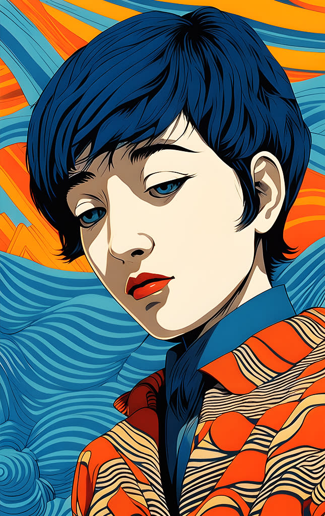 Sticker de Chica triste con cabello azul para tarjeta de metro, débito, metrobus, crédito | Sticky Covers