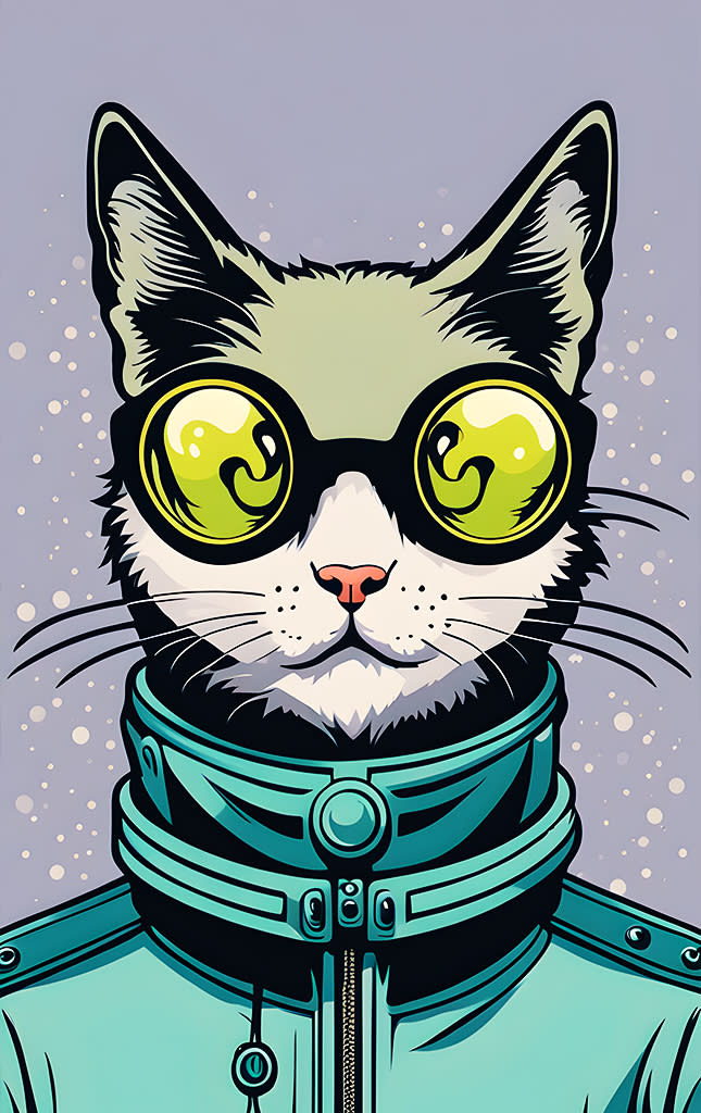 Sticker de Gato Científico con lentes para tarjeta de metro, débito, metrobus, crédito | Sticky Covers