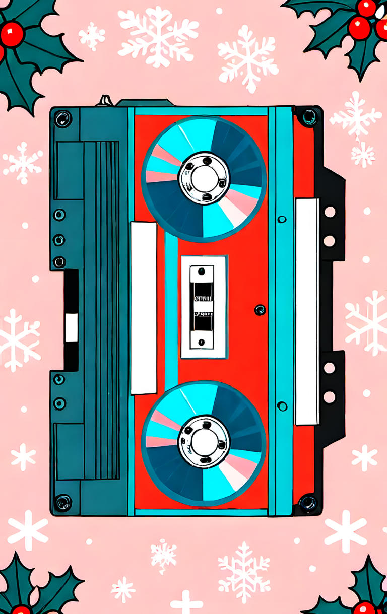 Sticker de Casette vintage navideño para tarjeta de metro, débito, metrobus, crédito | Sticky Covers