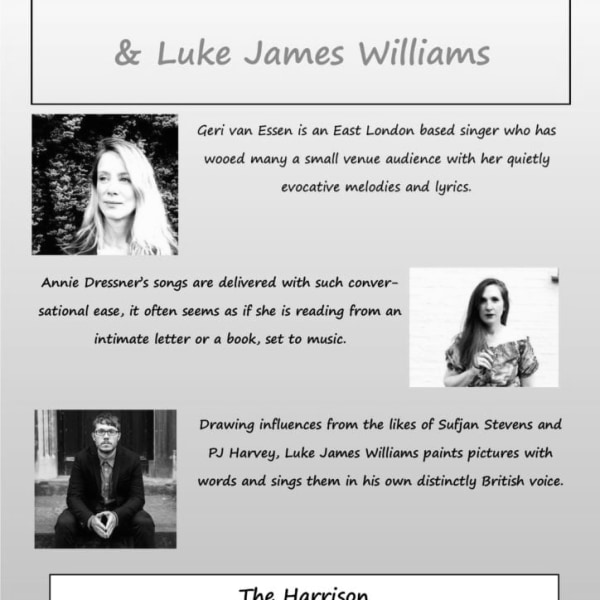 Geri Van Essen, Annie Dressner and Luke James Williams at The Harrison promotional image