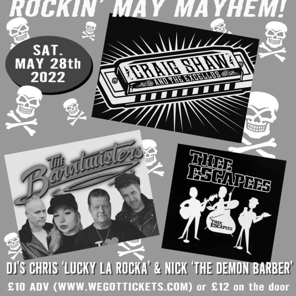 
                THE BOOMERANG CLUB - May Mayhem! Craig Shaw & The Excellos, The Barntwisters, Thee Escapees. at The Fiddler's Elbow promotional image